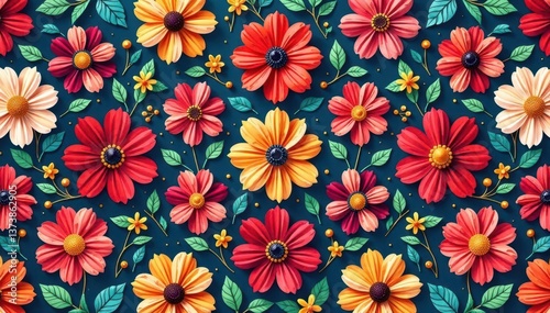 Intricate floral pattern, repeating seamlessly , fabric, element