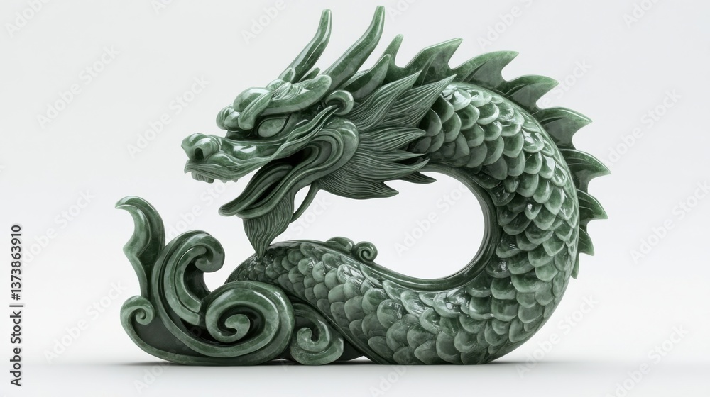 Fototapeta premium Jade Dragon Sculpture - Exquisite Chinese Art Piece