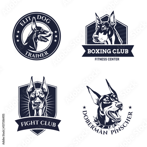 Doberman Boxing Club Logo Set