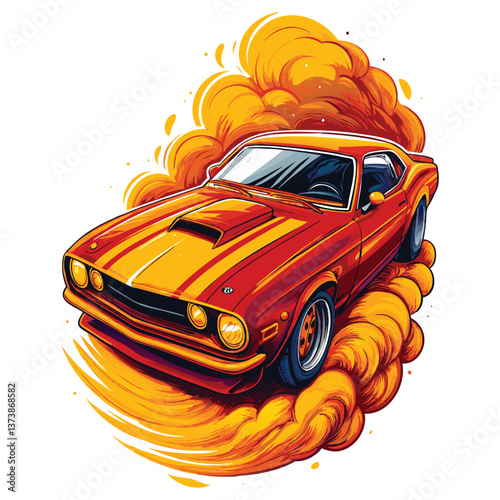 High-Speed Car Drift Illustration Design
