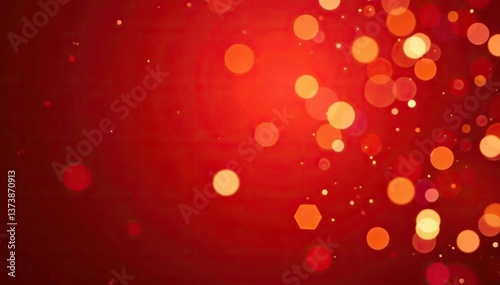 Abstract gold glitter lights on red background with blurred bokeh Perfect backdrop for Christmas, New Year, Valentines day, Womens day, holiday events,  Womens day,  background