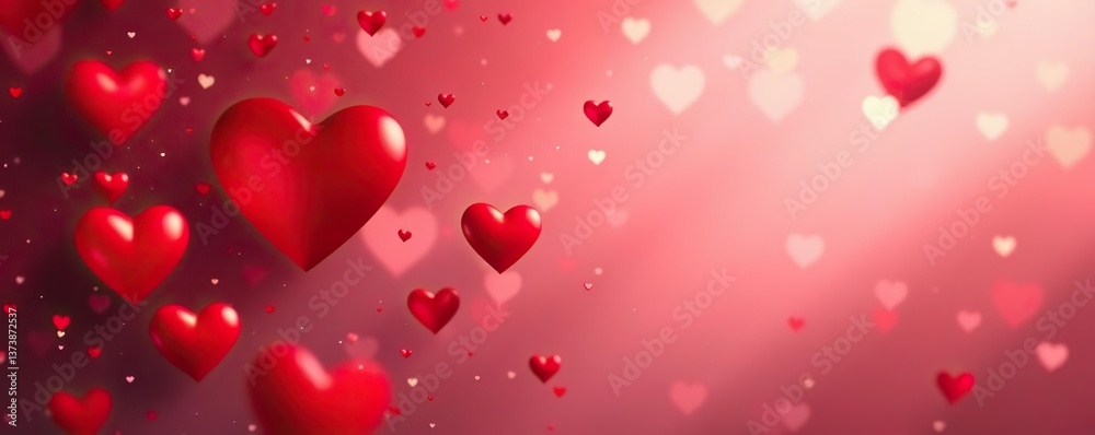 Abstract red hearts background with bokeh effect, perfect for Valentine's Day banner or Christmas design, background, hearts Abstract red hearts background with bokeh effect, perfect for Valentine's Day banner or Christmas design, background, hearts
