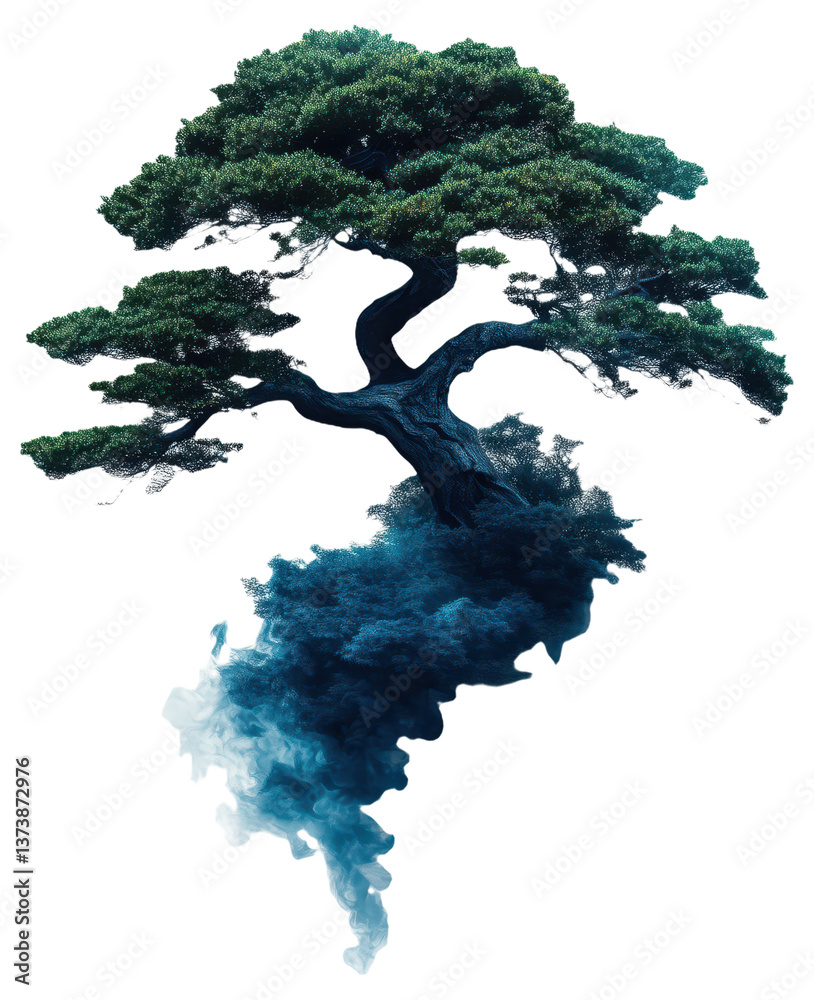 Tree with swirling mist beneath it