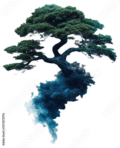 Obraz na płótnie Tree with swirling mist beneath it w salonie
