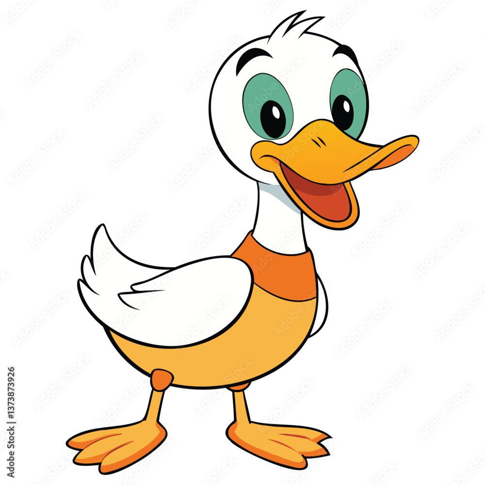 Fototapeta premium Cute Cartoon Duck Vector Illustration