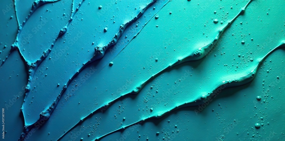 Obraz premium Abstract smooth uniform rough paint plastic macro background in shades of blue and green with intricate textures and details, background, smooth