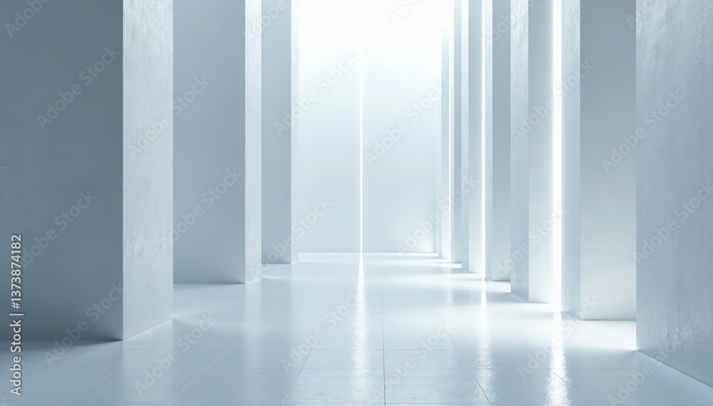 Obraz premium Abstract white and silver light pattern on gradient floor wall with metal texture tech background, texture, modern