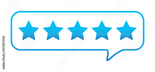 Bubble rating five blue stars for best excellent services rating for satisfaction.5 star for quality customer rating feedback concept from client employee, product review, 5 blue stars vector EPS 10