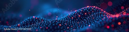 Abstract technology background with blue and red dots, design element, presentation, packaging cover, Generative AI,  presentation,  red