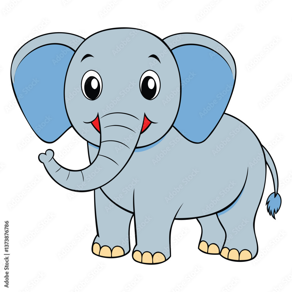 Fototapeta premium Cute Cartoon Baby Elephant Vector Illustration 