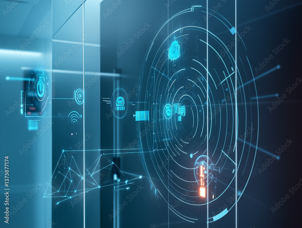 Naklejka premium Futuristic Digital Security Interface