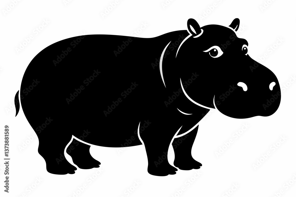 Obraz premium hippopotamus black silhouette vector