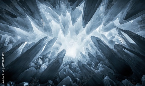 Magnificent giant selenite crystals fill the frame in Mexico's Cave of Crystals, forming a stunning natural wonder.