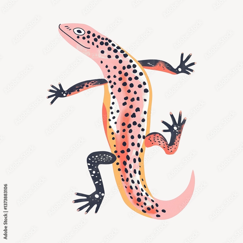 Fototapeta premium Cute lizard, wild animal digital art illustration