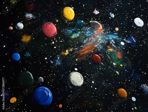 Cosmic Symphony: Vibrant Planets in the Starry Void