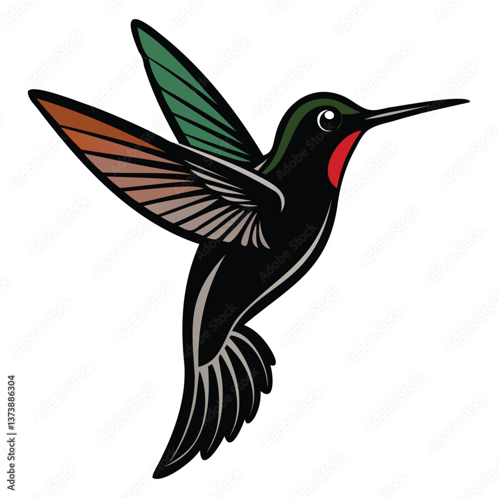 Obraz premium Colorful Hummingbird Vector Illustration