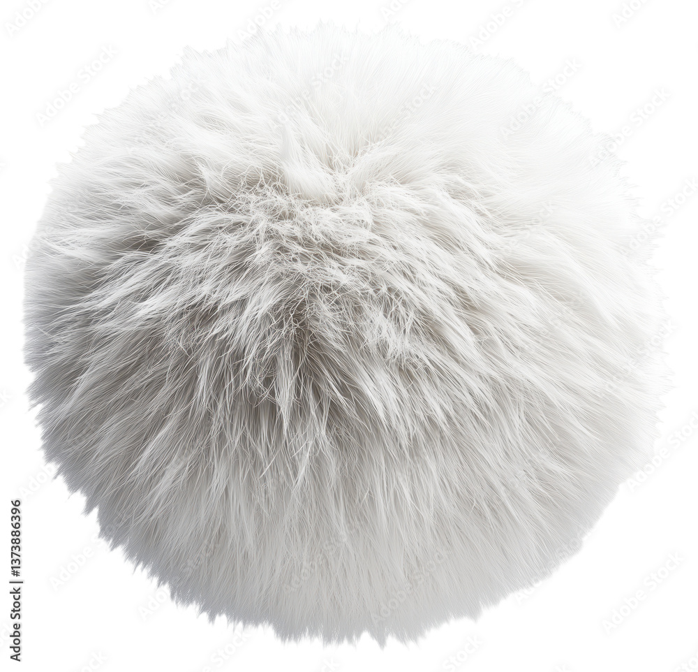 PNG Fluffy white ball resembling fur texture