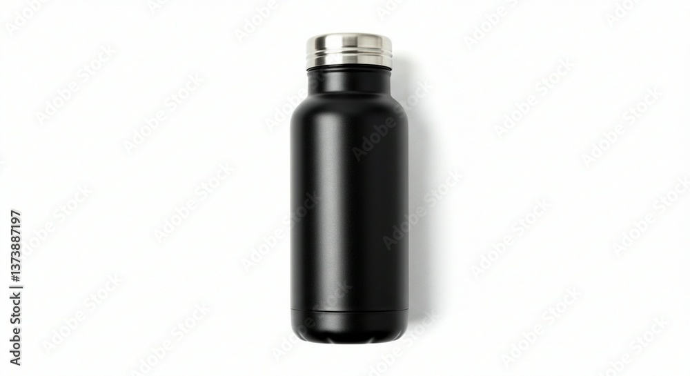 Sleek Stainless Steel Bottle: A modern, minimalist aesthetic of a sleek black stainless steel water bottle, epitomizing both style and sustainability, is perfect for hydration on the go. Sleek Stainless Steel Bottle: A modern, minimalist aesthetic of a sleek black stainless steel water bottle, epitomizing both style and sustainability, is perfect for hydration on the go.