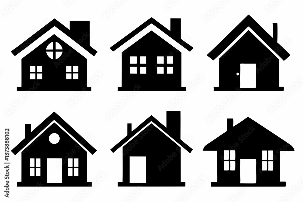 Home icon set silhouette black vector bundle Home icon set silhouette black vector bundle