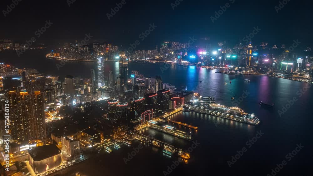 4k Video Overlooking Hong Kong Victoria Harbor Night View Timelapse 4k Video Overlooking Hong Kong Victoria Harbor Night View Timelapse