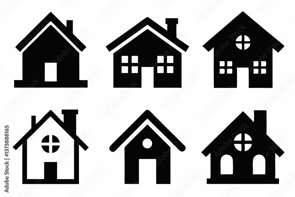 Home icon set silhouette black vector bundle Home icon set silhouette black vector bundle