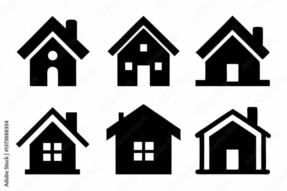 Home icon set silhouette black vector bundle Home icon set silhouette black vector bundle