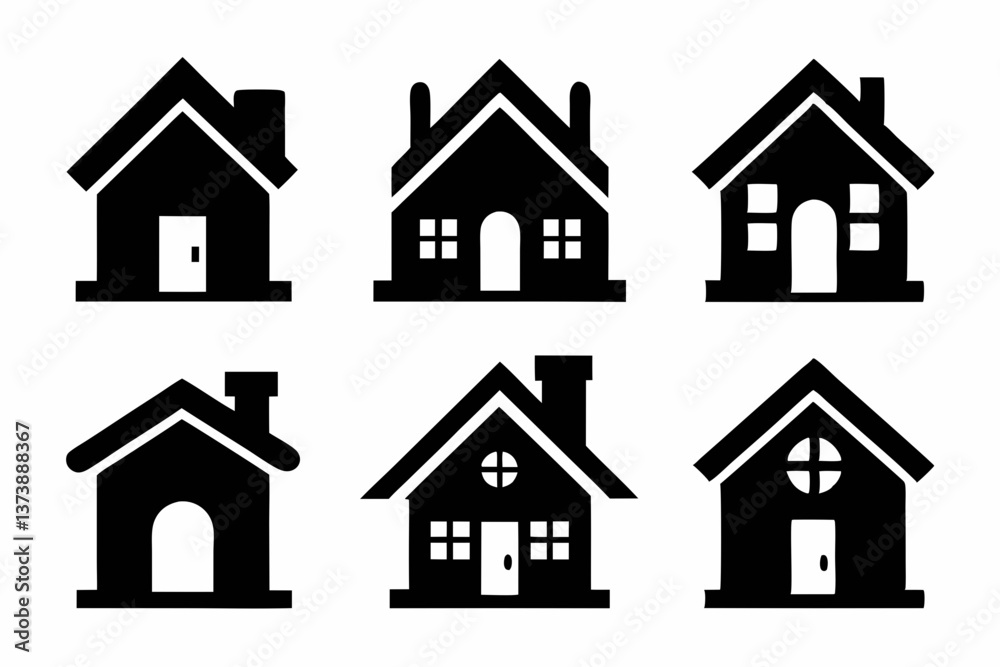 Home icon set silhouette black vector bundle Home icon set silhouette black vector bundle