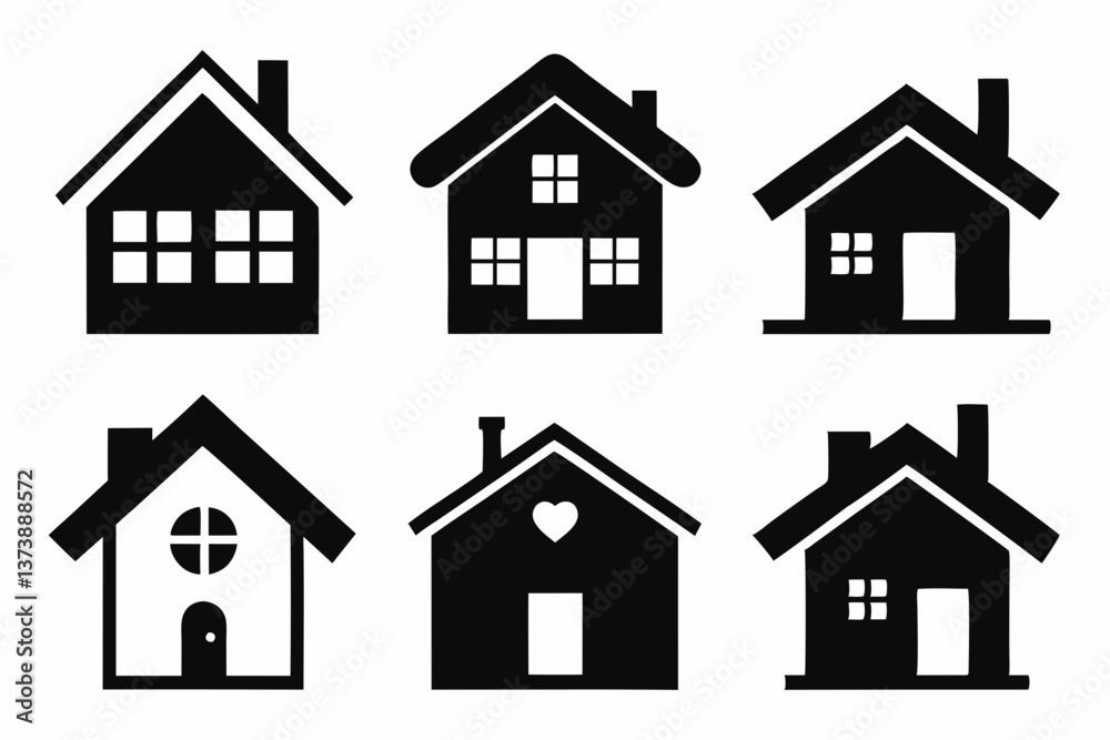 Home icon set silhouette black vector bundle Home icon set silhouette black vector bundle
