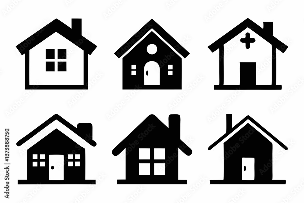 Home icon set silhouette black vector bundle Home icon set silhouette black vector bundle