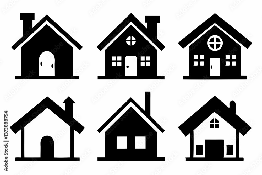 Home icon set silhouette black vector bundle Home icon set silhouette black vector bundle