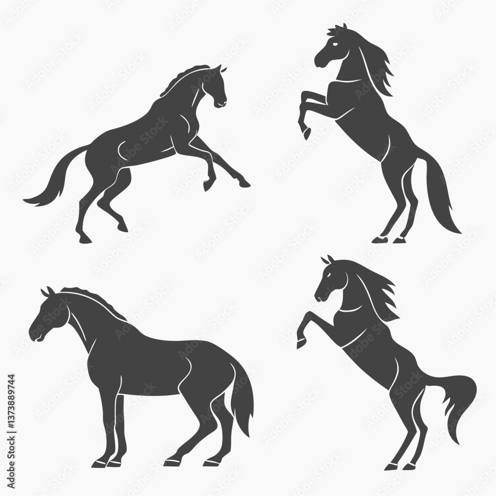 horse icon set silhouette black vector bundle horse icon set silhouette black vector bundle