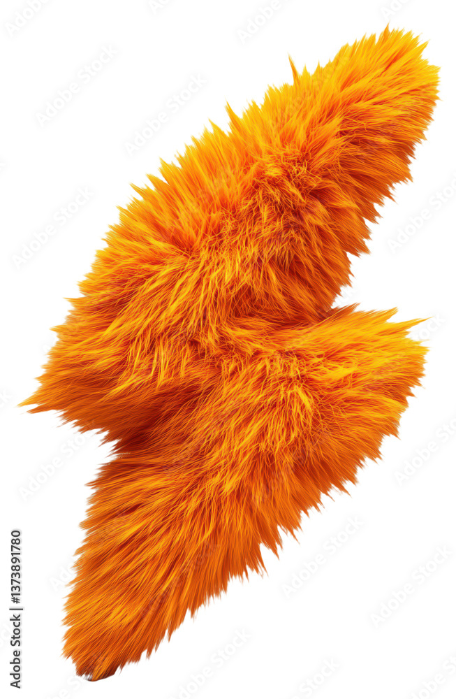 Fluffy orange textured shape resembling fur or a soft object