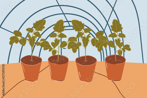 Greenhouse Beginnings Vector Illustration