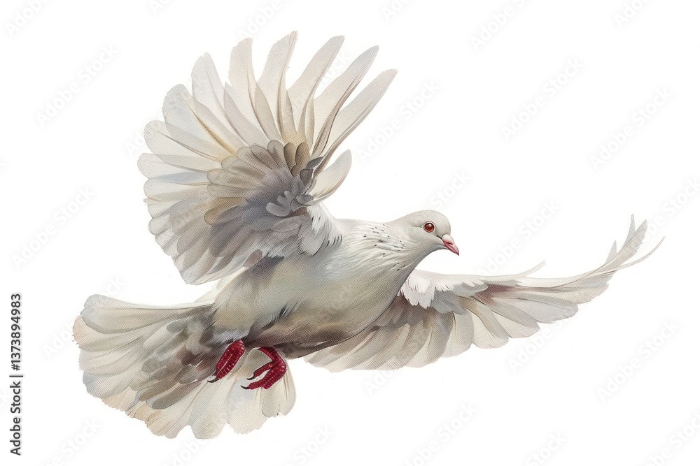 Fototapeta premium Elegant white dove in flight