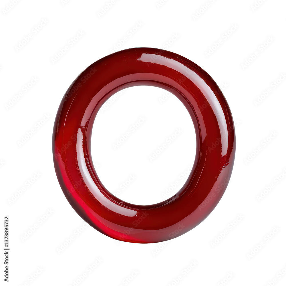 Red circular object with a hollow center on a black background. Red circular object with a hollow center on a black background.