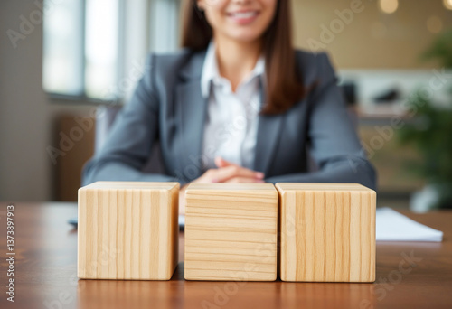 There are three wooden cubes lined up.
Wooden Blocks and Business Decision-Making.