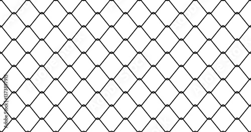 Chainlink fence. Steel wire chain link fence seamless pattern. Metal Wire Fence
