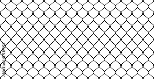 Chainlink fence. Steel wire chain link fence seamless pattern. Metal Wire Fence
