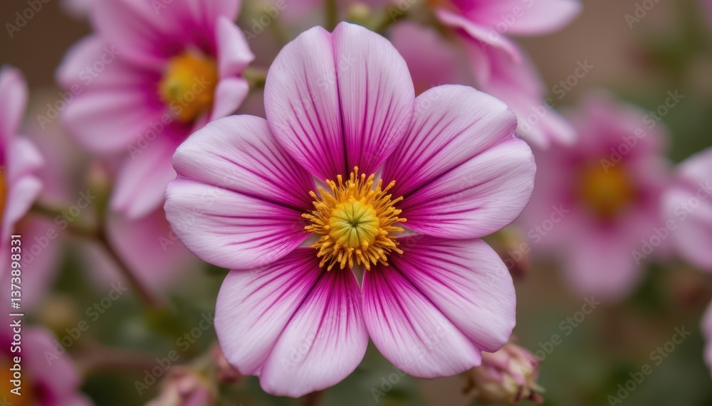 The photo captures the intricate patterns and vibrant colors of a delicate wildflower in full bloom The photo captures the intricate patterns and vibrant colors of a delicate wildflower in full bloom