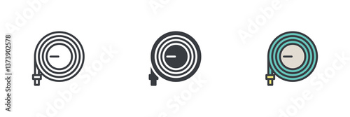 Watering hose reel different style icon set