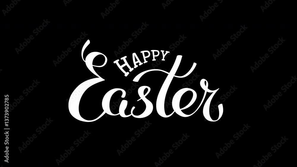 Happy easter animated white lettering on black background. Handwritten easter logo. Hand drawn banner, greeting card, design element Happy easter animated white lettering on black background. Handwritten easter logo. Hand drawn banner, greeting card, design element