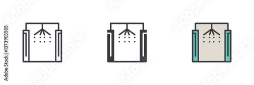 Shower stall different style icon set