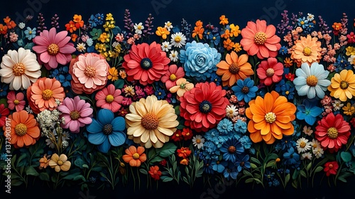 Vibrant Floral Tapestry: A Celebration of Nature's Hues. Generative AI