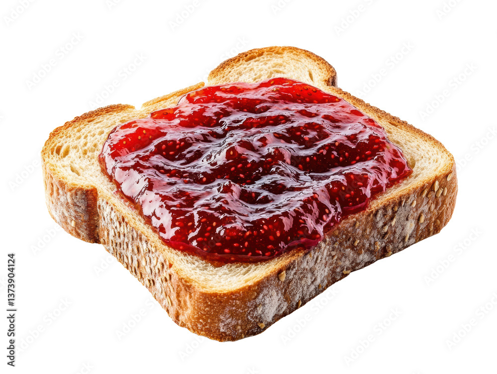 Delicious toast with rich berry jam for breakfast or snack on a transparent background, cut out Delicious toast with rich berry jam for breakfast or snack on a transparent background, cut out