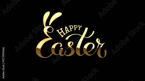 Wallpaper Mural Happy easter animated golden bunny lettering on transparent background. Handwritten luxury logo of cute rabbit. Easter bunny ears. Hand drawn animated funny bunny. Greeting card. Seamless loop Torontodigital.ca