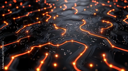 A closeup of NLP algorithms depicted as glowing circuits in the background of a chatbot conversation