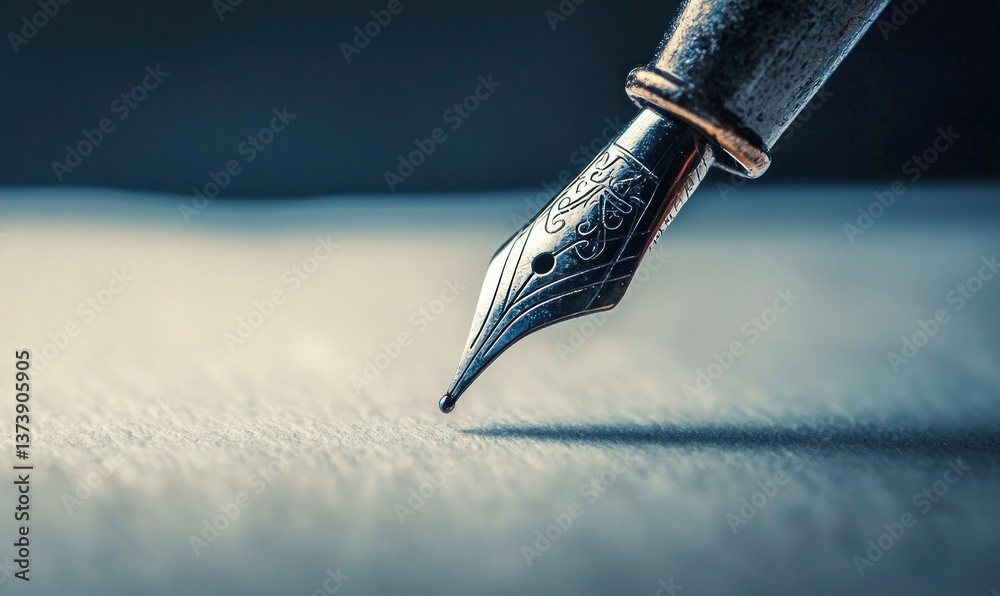 A vintage fountain pen hovers just above the paper, ready to scribe elegant words with ink.