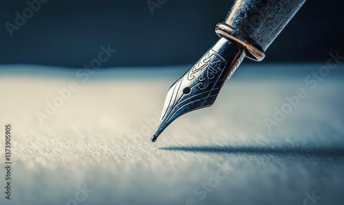 Obraz na płótnie A vintage fountain pen hovers just above the paper, ready to scribe elegant words with ink. w salonie