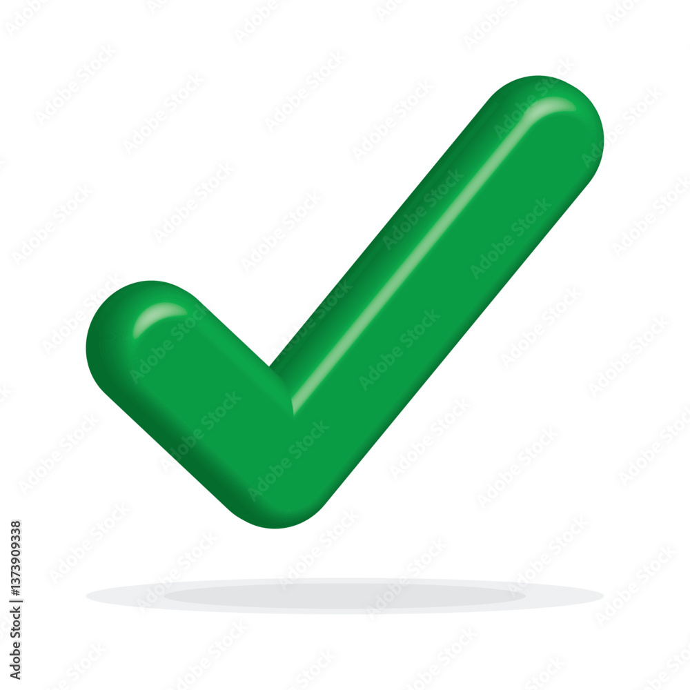 Green approve 3d check mark icon. Tick symbol in green color, 3D vector illustration. Accept Check mark icon vector isolated on white background, EPS 10. Green approve 3d check mark icon. Tick symbol in green color, 3D vector illustration. Accept Check mark icon vector isolated on white background, EPS 10.