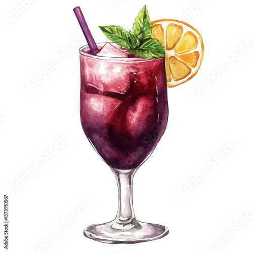 A watercolor vector of chia seed pudding, isolated on a white background. Chia seed pudding vector.

